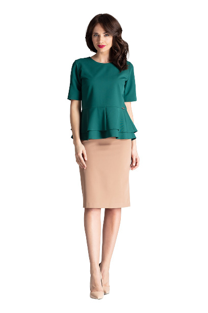 Elegancka spódnica dopasowana midi za kolano z wiskozą brązowa L029 Elegancka spódnica dopasowana midi za kolano z wiskozą brązowa L029