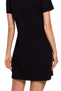 Sukienka trapezowa mini z krótkim rękawem fason A czarna me579