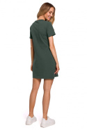 Sukienka trapezowa mini z krótkim rękawem fason A zielona me579
