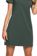 Sukienka trapezowa mini z krótkim rękawem fason A zielona me579