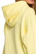 Luźna bluza damska z kapturem i bufiastymi rękawami żółta me588