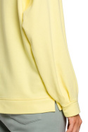 Luźna bluza damska z kapturem i bufiastymi rękawami żółta me588