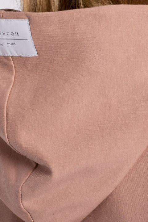 Bluza damska z kapturem i dużym ściągaczem w talii mocca me592 Bluza damska z kapturem i dużym ściągaczem w talii mocca me592