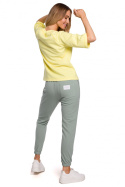 Bluza damska prosta z krótkim reglanowym rękawem żółta me584
