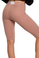 Krótkie legginsy damskie typu kolarki bawełniane mocca me593