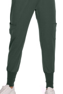Spodnie damskie dresowe typu cargo zwężane nogawki zielone me591