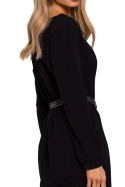 Sukienka midi z długim rękawem i regulowanym paskiem czarna me590