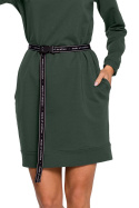 Sukienka midi z długim rękawem i regulowanym paskiem zielona me590