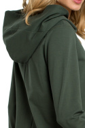 Bluza damska asymetryczna z kapturem zapinana na zamek zielona me390