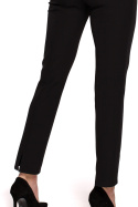 Klasyczne spodnie damskie gładkie dopasowane w kant czarne K093