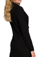 Sukienka koszulowa mini z wiązaniem zapinana na guziki czarna K094