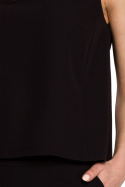 Elegancka bluzka damska krótka trapezowa bez rękawów czarna S257