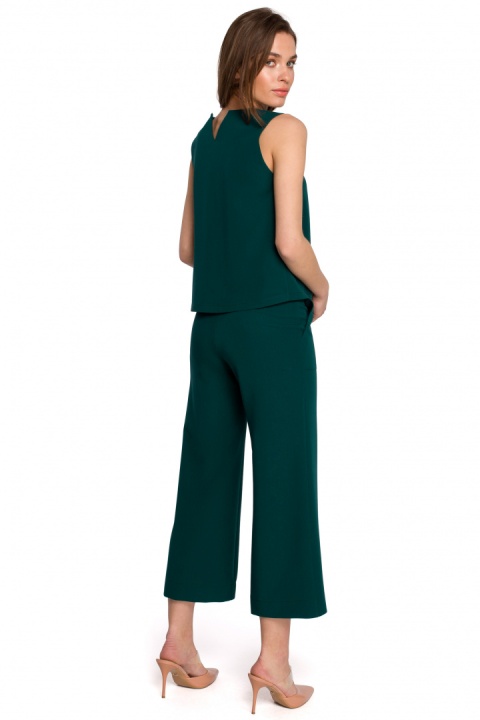 Elegancka bluzka damska krótka trapezowa bez rękawów zielona S257 Elegancka bluzka damska krótka trapezowa bez rękawów zielona S257