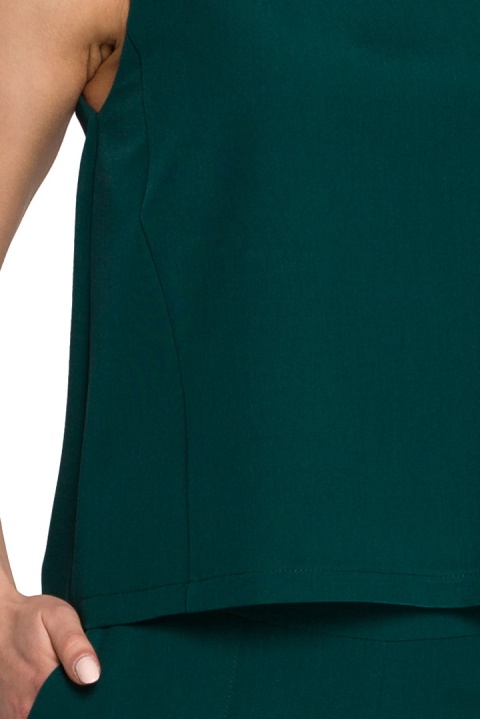 Elegancka bluzka damska krótka trapezowa bez rękawów zielona S257 Elegancka bluzka damska krótka trapezowa bez rękawów zielona S257