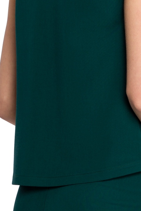 Elegancka bluzka damska krótka trapezowa bez rękawów zielona S257 Elegancka bluzka damska krótka trapezowa bez rękawów zielona S257