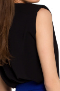 Prosta bluzka damska lejąca bez rękawów z poduszkami czarna S260