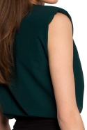 Prosta bluzka damska lejąca bez rękawów z poduszkami zielona S260