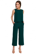 Eleganckie spodnie damskie z szerokimi nogawkami 7/8 zielone S256