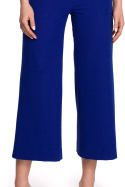 Eleganckie spodnie damskie z szerokimi nogawkami 7/8 chabrowe S256