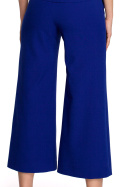 Eleganckie spodnie damskie z szerokimi nogawkami 7/8 chabrowe S256