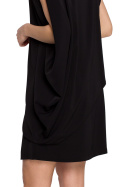 Prosta sukienka warstwowa midi luźna bez rękawów czarna S262