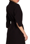 Sukienka żakietowa z paskiem zapinana na guziki dekolt V czarna S254