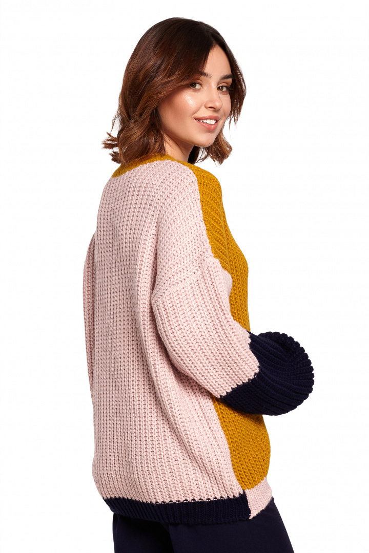 Sweter damski luźny wielokolorowy z szerokim rękawem m1 BK066 Sweter damski luźny wielokolorowy z szerokim rękawem m1 BK066