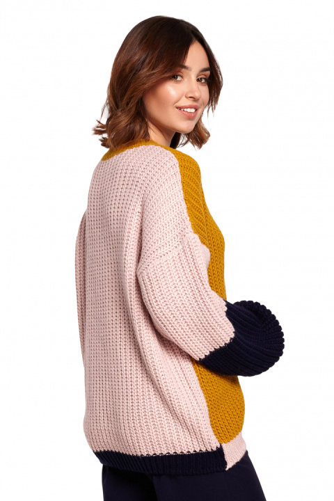 Sweter damski luźny wielokolorowy z szerokim rękawem m1 BK066 Sweter damski luźny wielokolorowy z szerokim rękawem m1 BK066