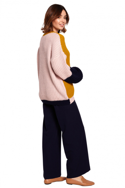 Sweter damski luźny wielokolorowy z szerokim rękawem m1 BK066 Sweter damski luźny wielokolorowy z szerokim rękawem m1 BK066