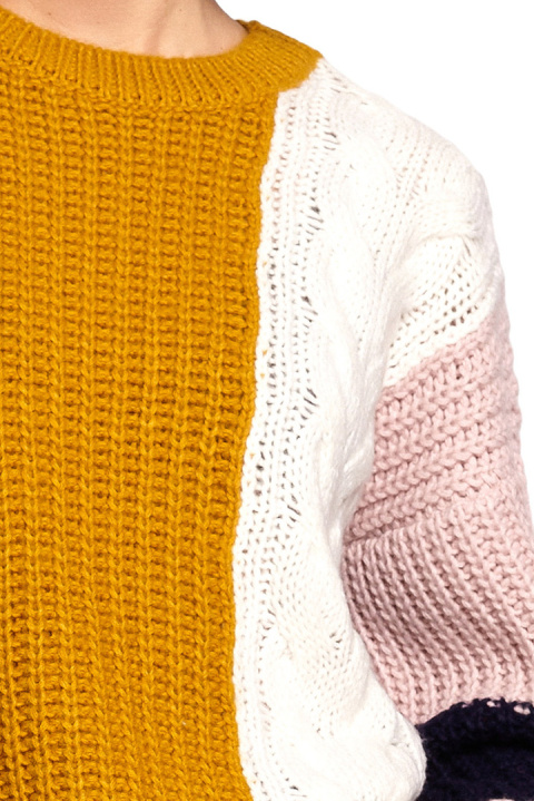 Sweter damski luźny wielokolorowy z szerokim rękawem m1 BK066 Sweter damski luźny wielokolorowy z szerokim rękawem m1 BK066
