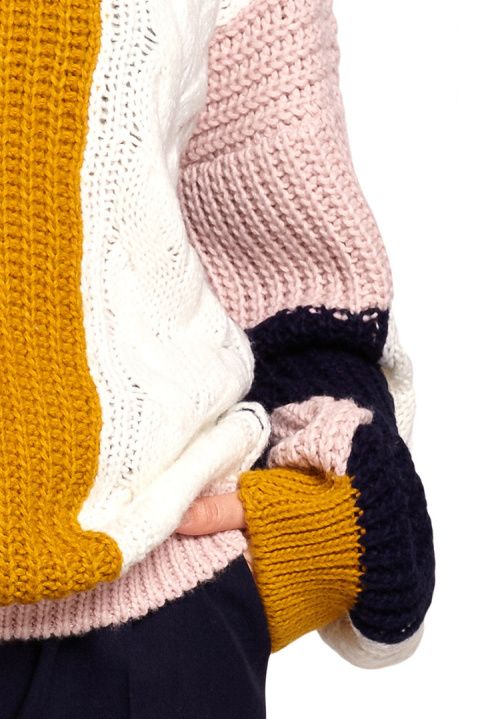 Sweter damski luźny wielokolorowy z szerokim rękawem m1 BK066 Sweter damski luźny wielokolorowy z szerokim rękawem m1 BK066