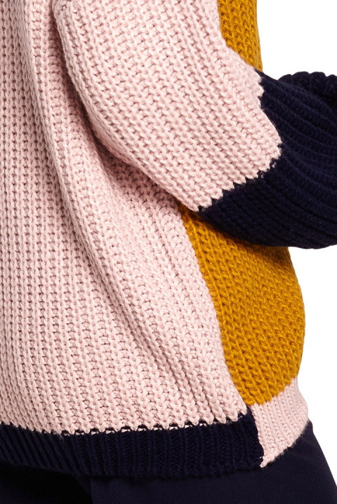Sweter damski luźny wielokolorowy z szerokim rękawem m1 BK066 Sweter damski luźny wielokolorowy z szerokim rękawem m1 BK066