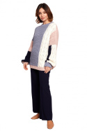 Sweter damski luźny wielokolorowy z szerokim rękawem m3 BK066
