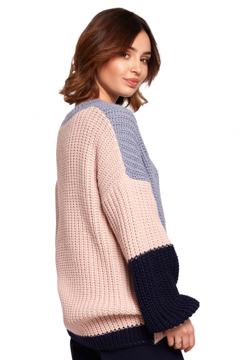 Sweter damski luźny wielokolorowy z szerokim rękawem m3 BK066 Sweter damski luźny wielokolorowy z szerokim rękawem m3 BK066