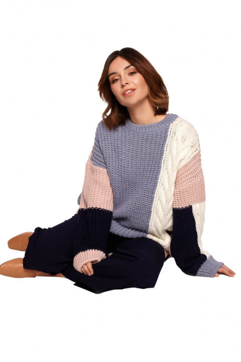 Sweter damski luźny wielokolorowy z szerokim rękawem m3 BK066 Sweter damski luźny wielokolorowy z szerokim rękawem m3 BK066