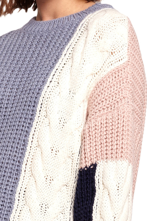 Sweter damski luźny wielokolorowy z szerokim rękawem m3 BK066 Sweter damski luźny wielokolorowy z szerokim rękawem m3 BK066
