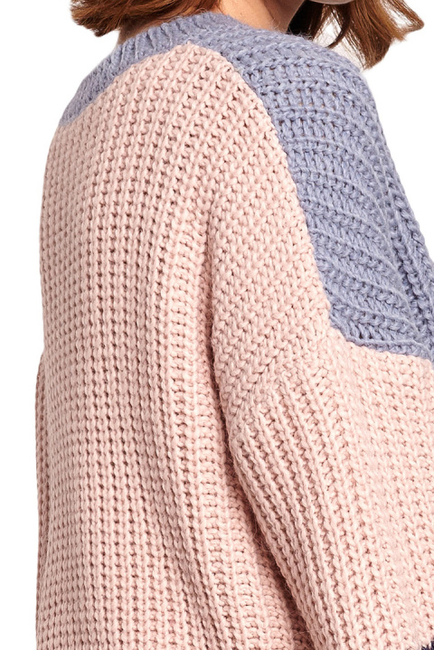 Sweter damski luźny wielokolorowy z szerokim rękawem m3 BK066 Sweter damski luźny wielokolorowy z szerokim rękawem m3 BK066