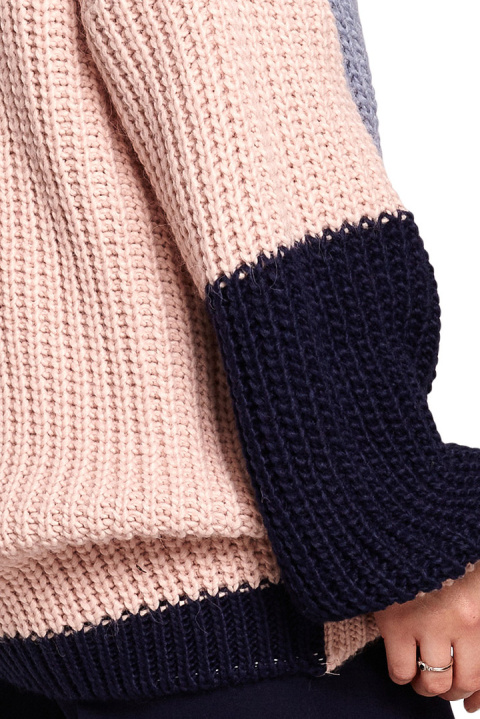 Sweter damski luźny wielokolorowy z szerokim rękawem m3 BK066 Sweter damski luźny wielokolorowy z szerokim rękawem m3 BK066