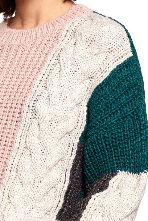 Sweter damski luźny wielokolorowy z szerokim rękawem m4 BK066 Sweter damski luźny wielokolorowy z szerokim rękawem m4 BK066