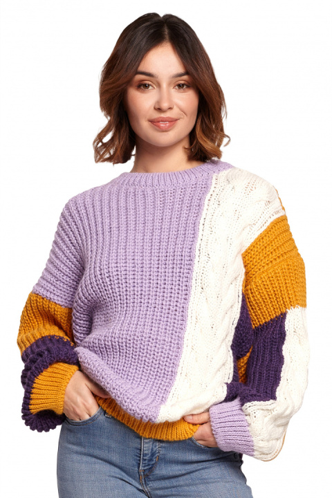 Sweter damski luźny wielokolorowy z szerokim rękawem m2 BK066