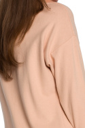 Sweterek damski bawełniany z ozodobnymi trokami z boku beżowy S252