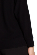 Sweterek damski bawełniany z ozodobnymi trokami z boku czarny S252