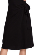 Sukienka kopertowa midi wiązana na boku z długim rękawem czarna S267