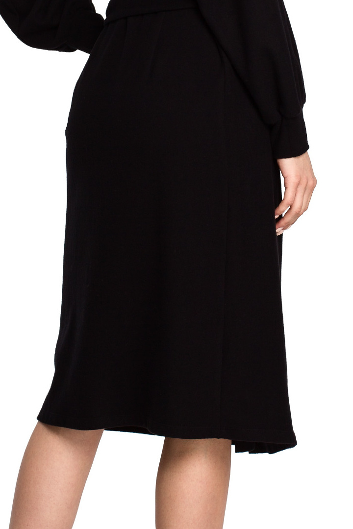 Sukienka kopertowa midi wiązana na boku z długim rękawem czarna S267