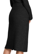 Spódnica sweterkwa midi dopasowana z rozcięciem i gumką grafitowa S270