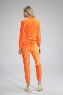 Spodnie damskie dresowe welurowe z szeroką gumą pomarańczowe M762