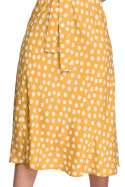 Sukienka midi w grochy z wiskozy z kimonowymi rękawami żółta S265