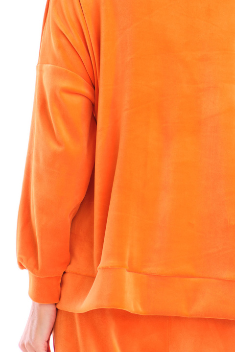 Bluza damska oversize welurowa dresowa ze ściągaczem pomarańczowa A410 Bluza damska oversize welurowa dresowa ze ściągaczem pomarańczowa A410
