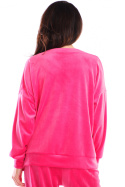 Bluza damska oversize welurowa dresowa ze ściągaczem różowa A410