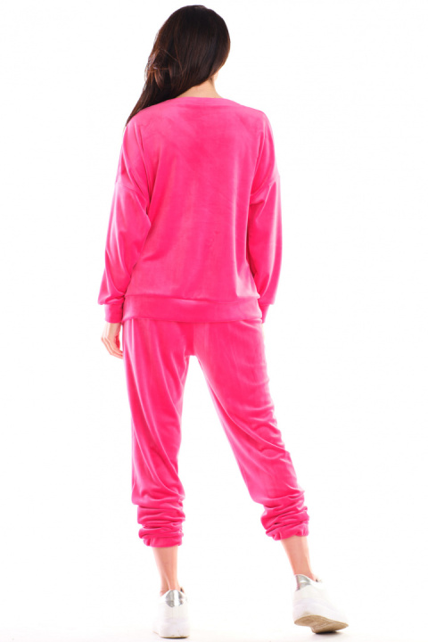 Bluza damska oversize welurowa dresowa ze ściągaczem różowa A410 Bluza damska oversize welurowa dresowa ze ściągaczem różowa A410